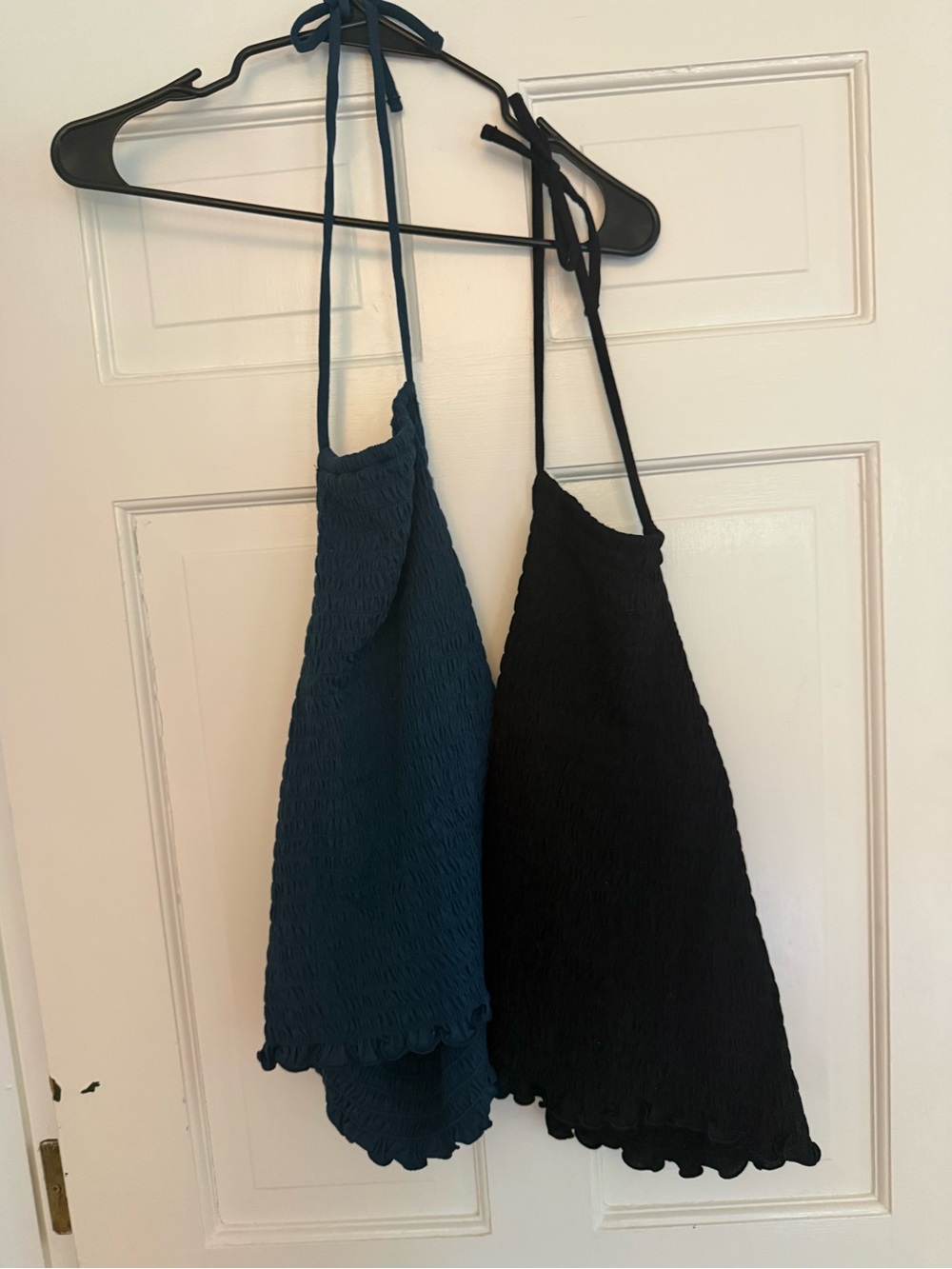 GAP Blue and Black Smocked Halter Crop Tops